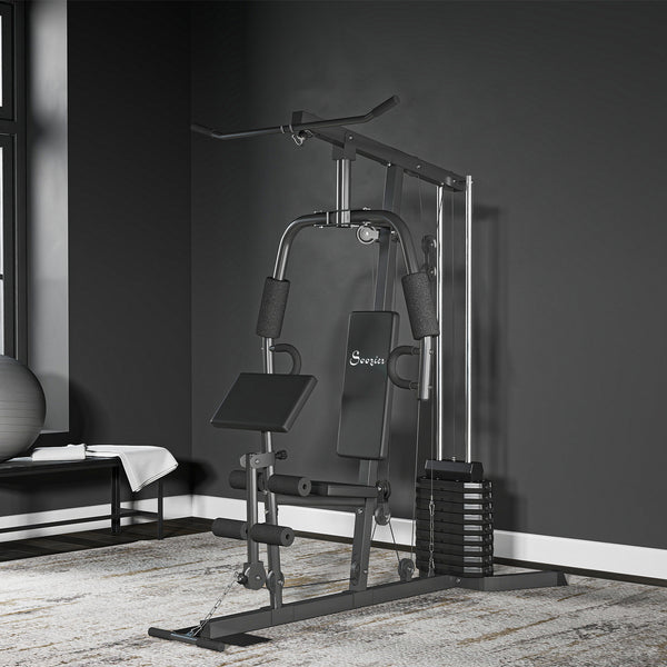 Station de musculation multifonctions avec colonne de poids de 45 kg
