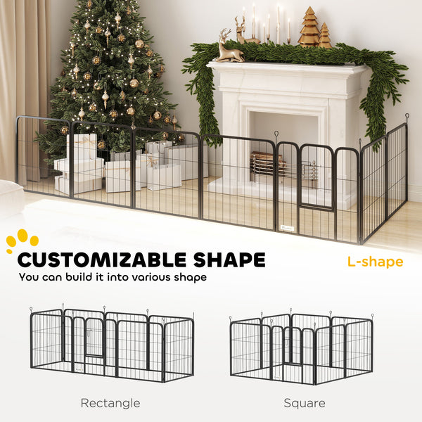 8-Panel Dog Playpen with Gate and Strap