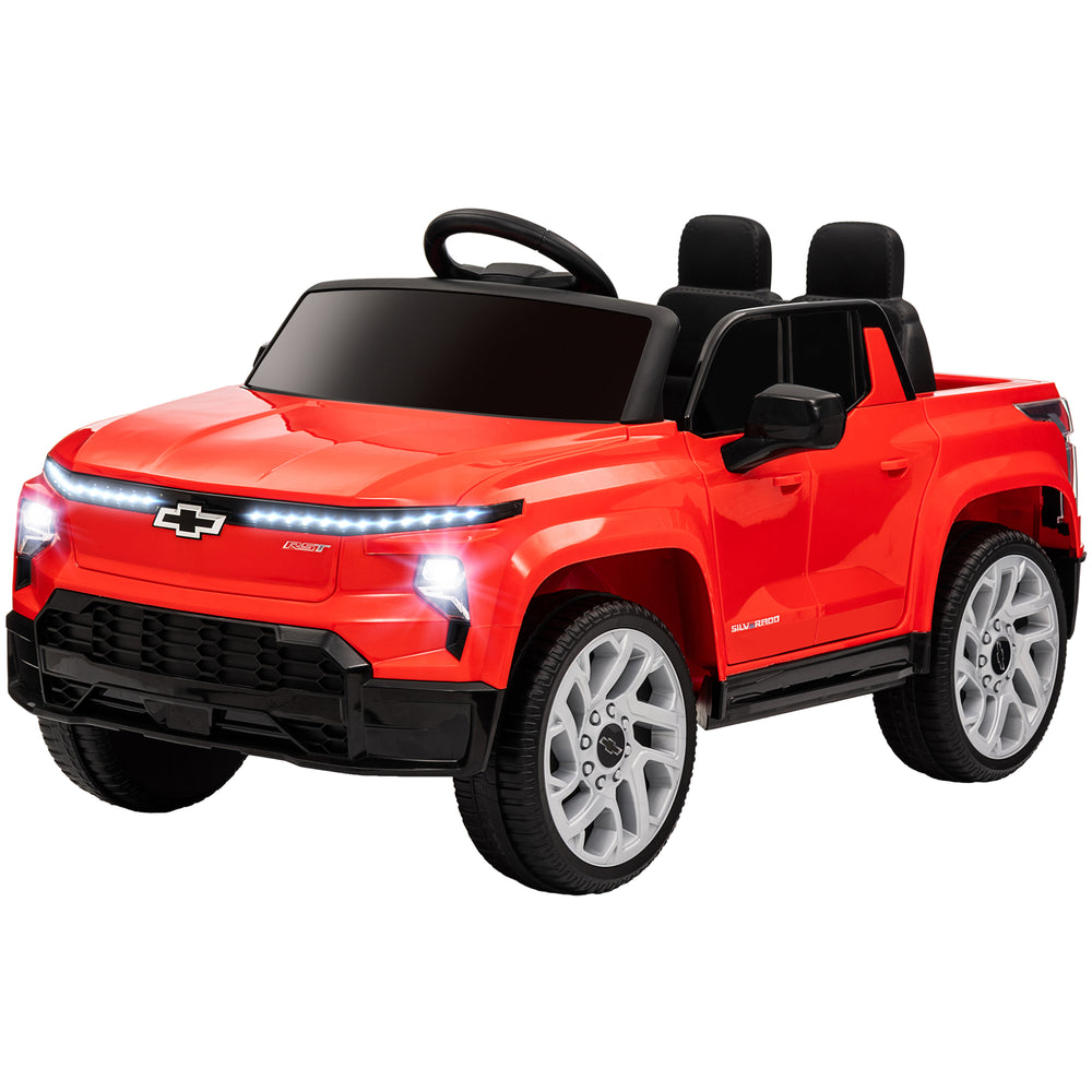 Voiture électrique 12 V Chevrolet Silverado RST sous licence pour enfants, avec télécommande parentale, suspension à ressort, démarrage progressif et roues d'entraînement, couleur rouge