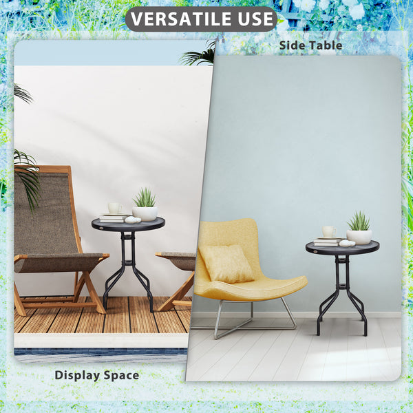 Table de patio ronde avec plateau en verre trempé