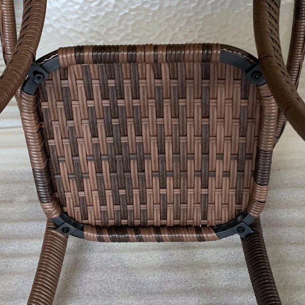 Outdoor Coffee Table with Storage Shelf, Hand-Woven Wicker Side Table with Water-Ripple Glass Top, Mix Brown