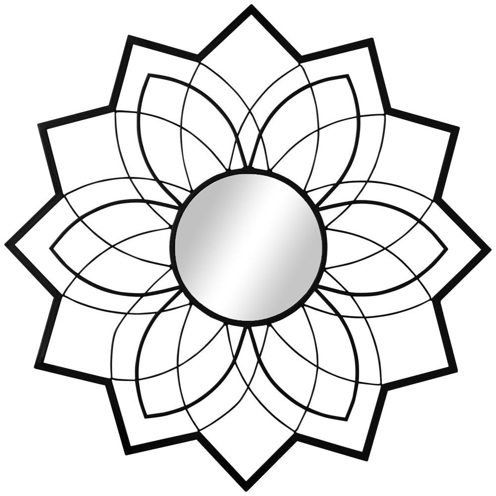 Miroir mural moderne en forme de fleur, noir