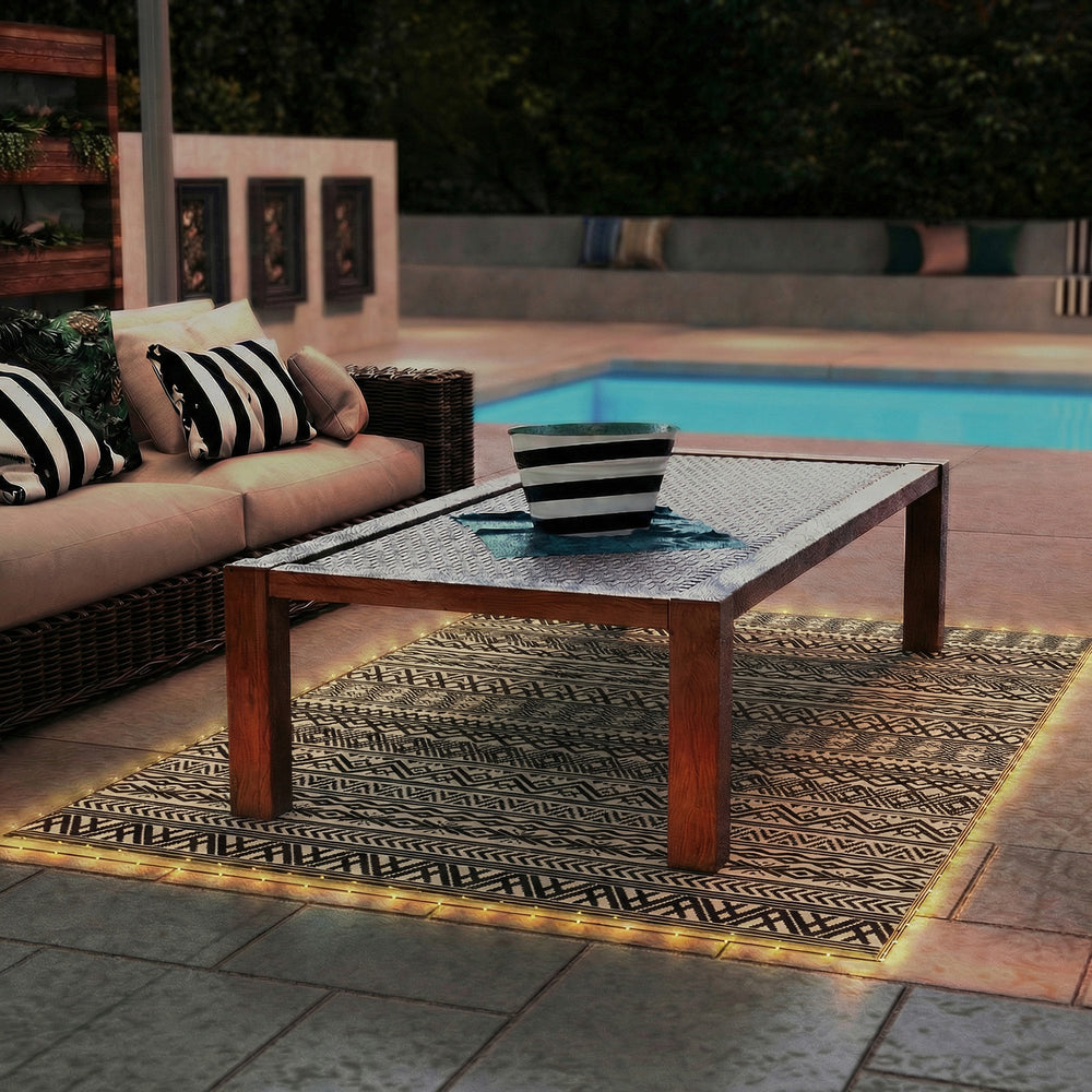 Tapis d'extérieur avec lumières USB, réversible, avec sac de transport, 3,66 m x 2,74 m