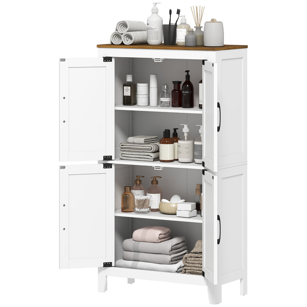 Armoire de salle de bain champêtre, blanc et noyer