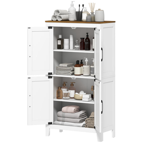Armoire de salle de bain champêtre, blanc et noyer