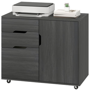 Filing Cabinet with File Drawer File Cabinet with Adjustable Shelf and 3 Drawers Black