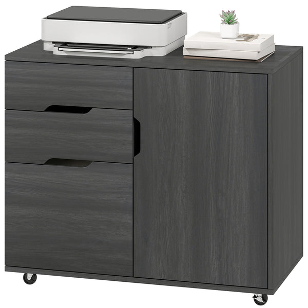 Filing Cabinet with File Drawer File Cabinet with Adjustable Shelf and 3 Drawers Black