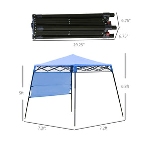 7 x 7 Folding Garden Canopy with Backpack and Adjustable Feet, Blue and Black