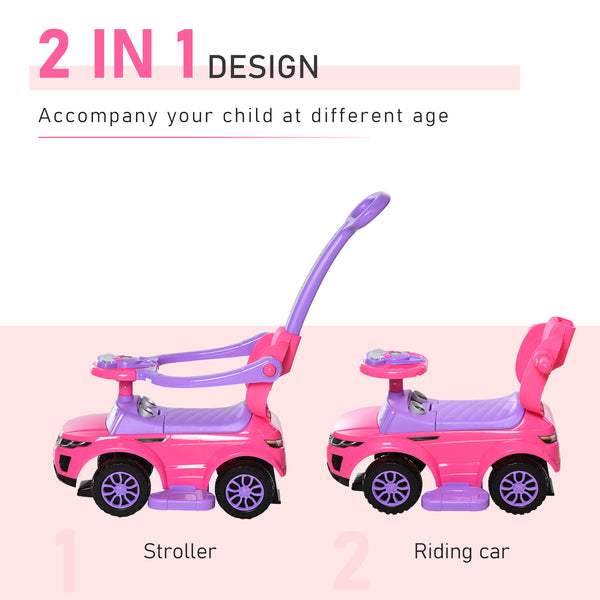 Voiture à pousser 2 en 1 pour enfant, rose