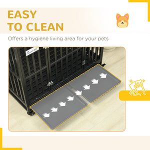 41" Heavy Duty Steel Dog Crate Kennel Pet Cage with Wheels for Convenient Access Anti-Pinching Floor, Black