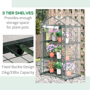 3-tier mini greenhouse with fixing clips