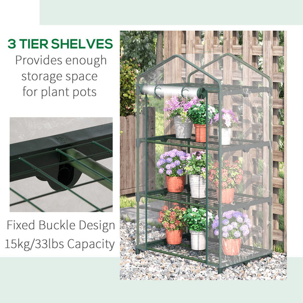 3-tier mini greenhouse with fixing clips
