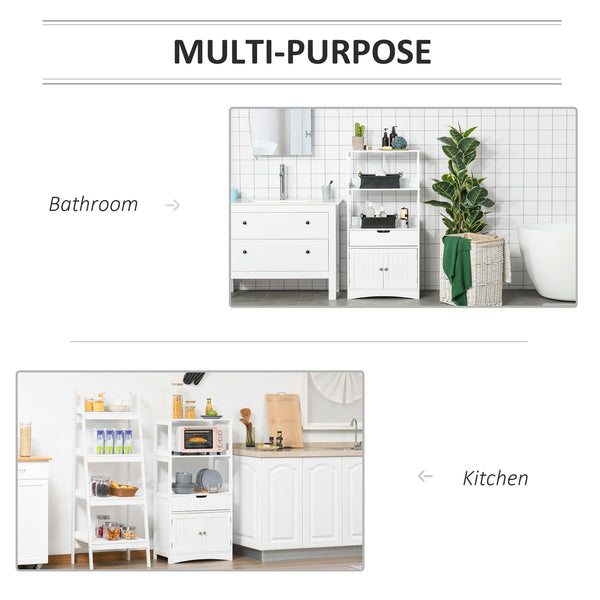 Bathroom cabinet with shelves, drawer and doors, for living room, white