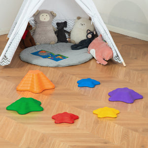 Lot de 6 pierres d'équilibre de grande taille pour enfants avec fond antidérapant