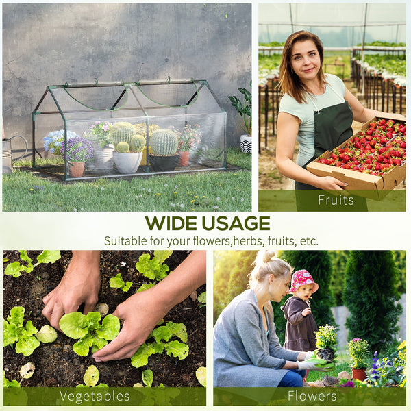 Portable mini tunnel greenhouse, transparent