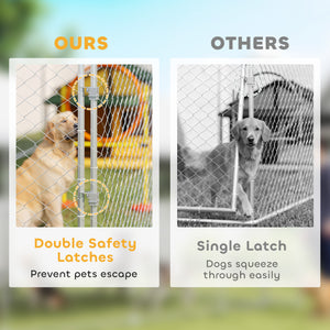 Heavy Duty Outdoor Dog Kennel with Waterproof Roof, Secure Latch, Chain Link Dog Run for Backyard, 19.7' x 19.7' x 8.9'