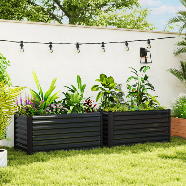 Ensemble de 2 jardinières surélevées en métal galvanisé, gris foncé