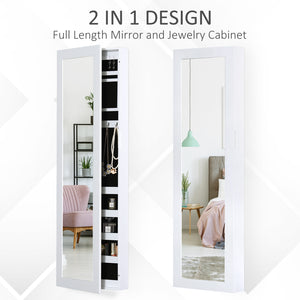 Armoire à bijoux avec miroir pleine longueur, blanc