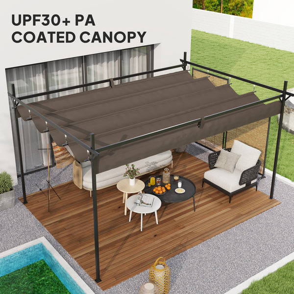 10 x 10 retractable pergola UPF 30+, brown