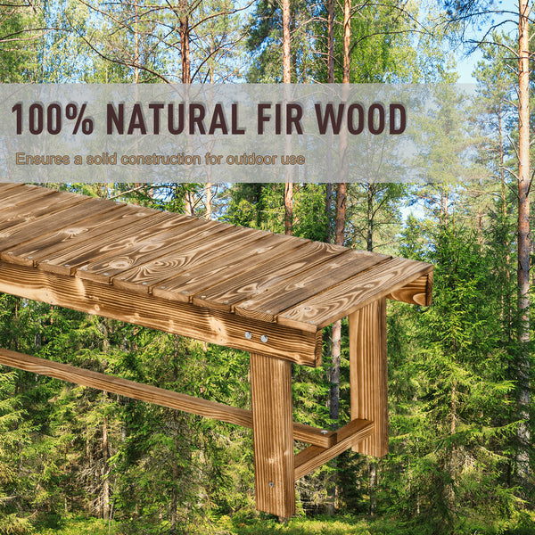 Banc de jardin d'extérieur en bois de sapin, carbonisé