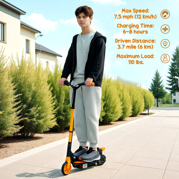 Trottinette électrique pliable avec siège et deux hauteurs réglables, orange