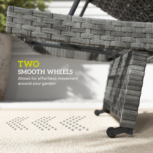 Chaise longue pliante en osier avec dossier réglable sur 4 niveaux, grise