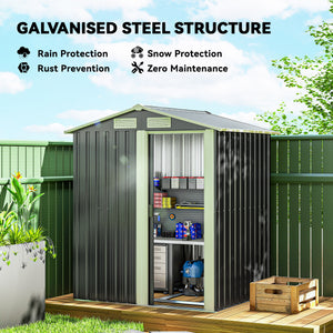 Metal garden shed, dark grey
