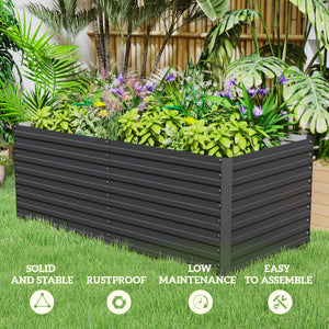 Jardinière surélevée en acier galvanisé, pour la culture de fleurs, d'herbes aromatiques et de légumes, gris foncé