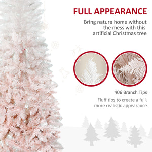 Sapin de Noël artificiel de 6 pieds avec ouverture automatique, rose et blanc