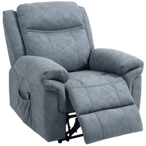 Fauteuil inclinable électrique avec massage vibrant et repose-pieds – Bleu/gris