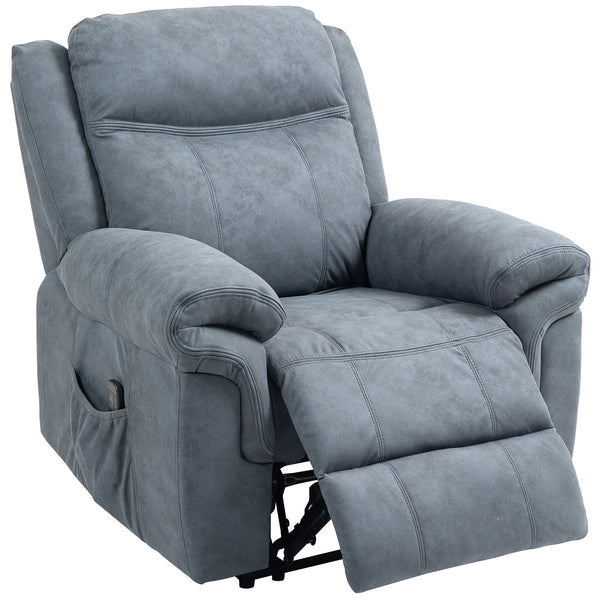 Fauteuil inclinable électrique avec massage vibrant et repose-pieds – Bleu/gris