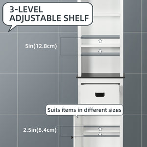 Tall freestanding storage cabinet with drawer and adjustable shelf for living room, white