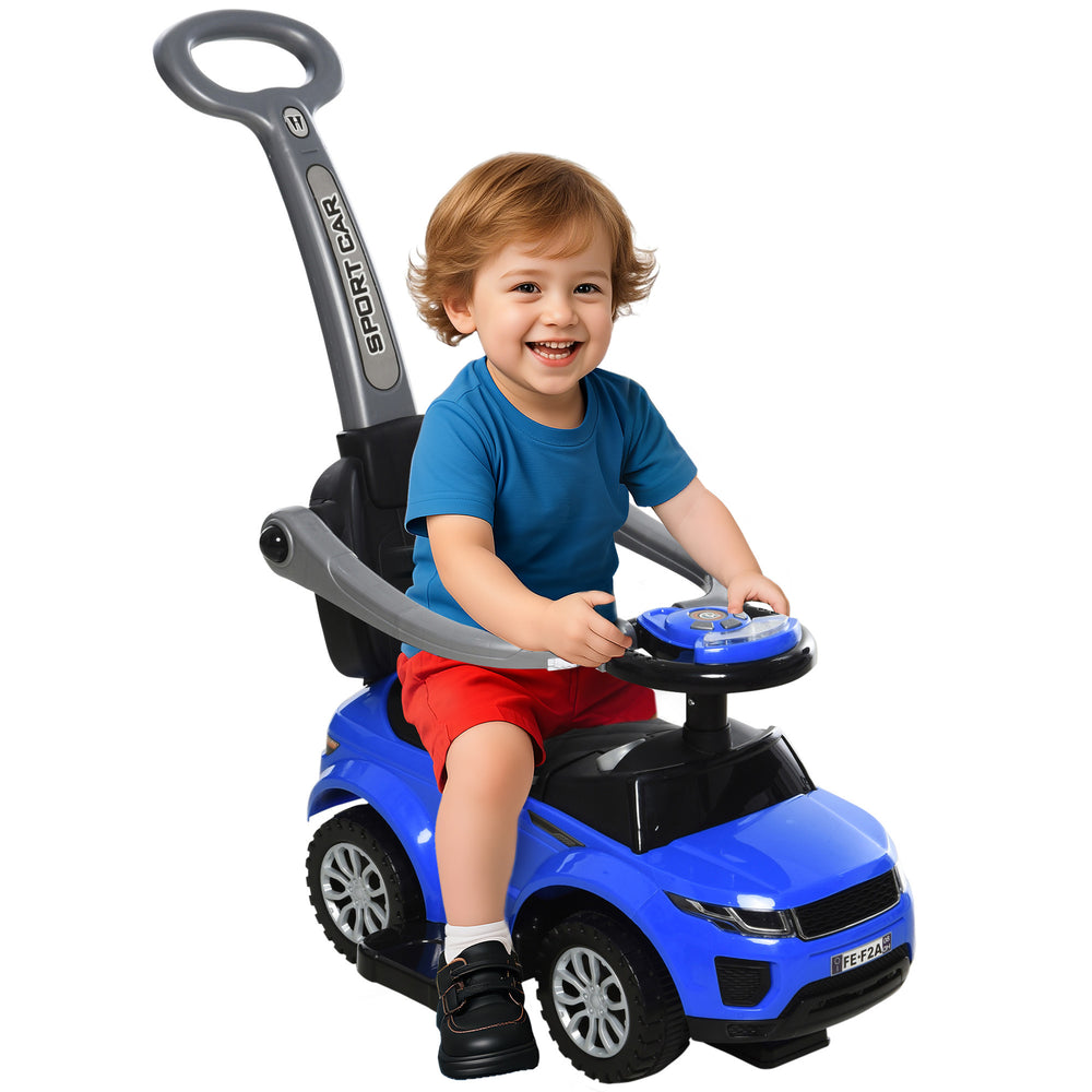 Voiture à pousser pour bambin 2 en 1, bleu