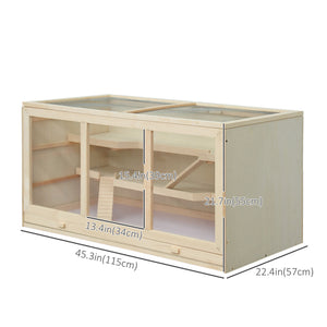 Cage en bois pour hamsters et rats avec toboggan et plateau