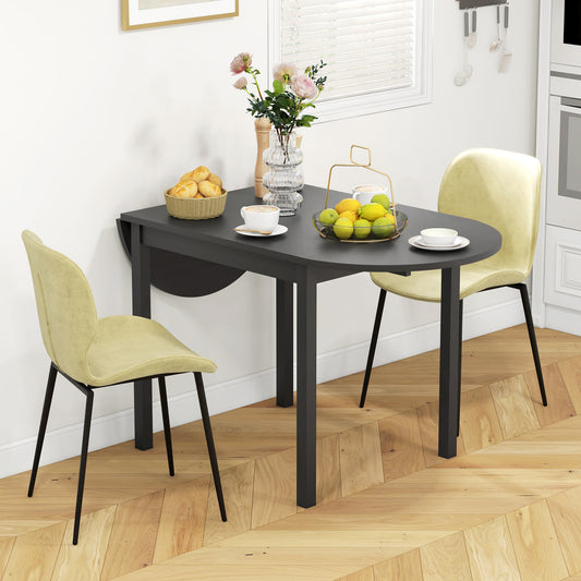 HOMCOM Solid Wood Folding Kitchen Table, Drop Leaf Table for Small Spaces, Folding Dining Table, Black