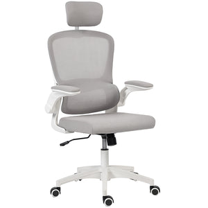 Ergonomic mesh office chair with lumbar support, grey
