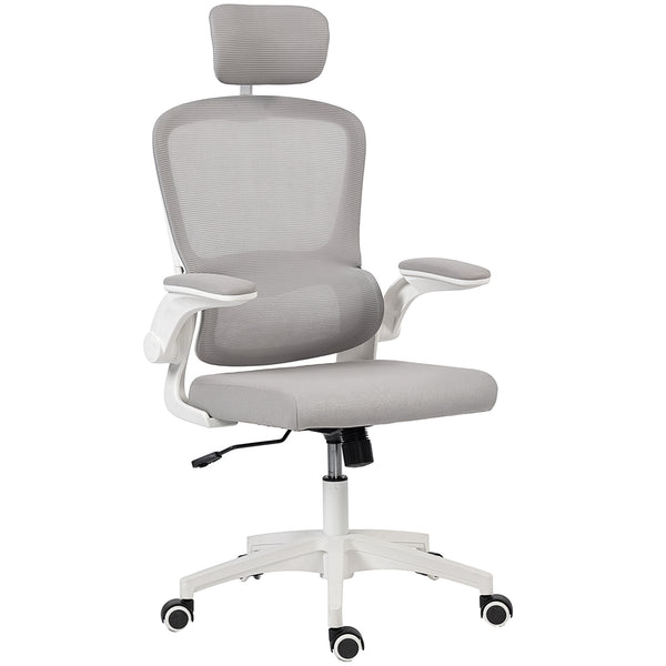 Ergonomic mesh office chair with lumbar support, grey