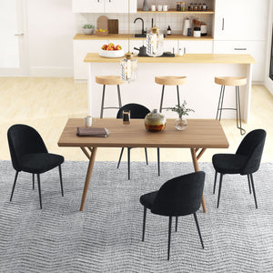 Set of 4 modern dining chairs with velvet upholstery, black