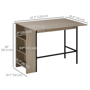 Extendable bar table with adjustable storage shelf, light grey
