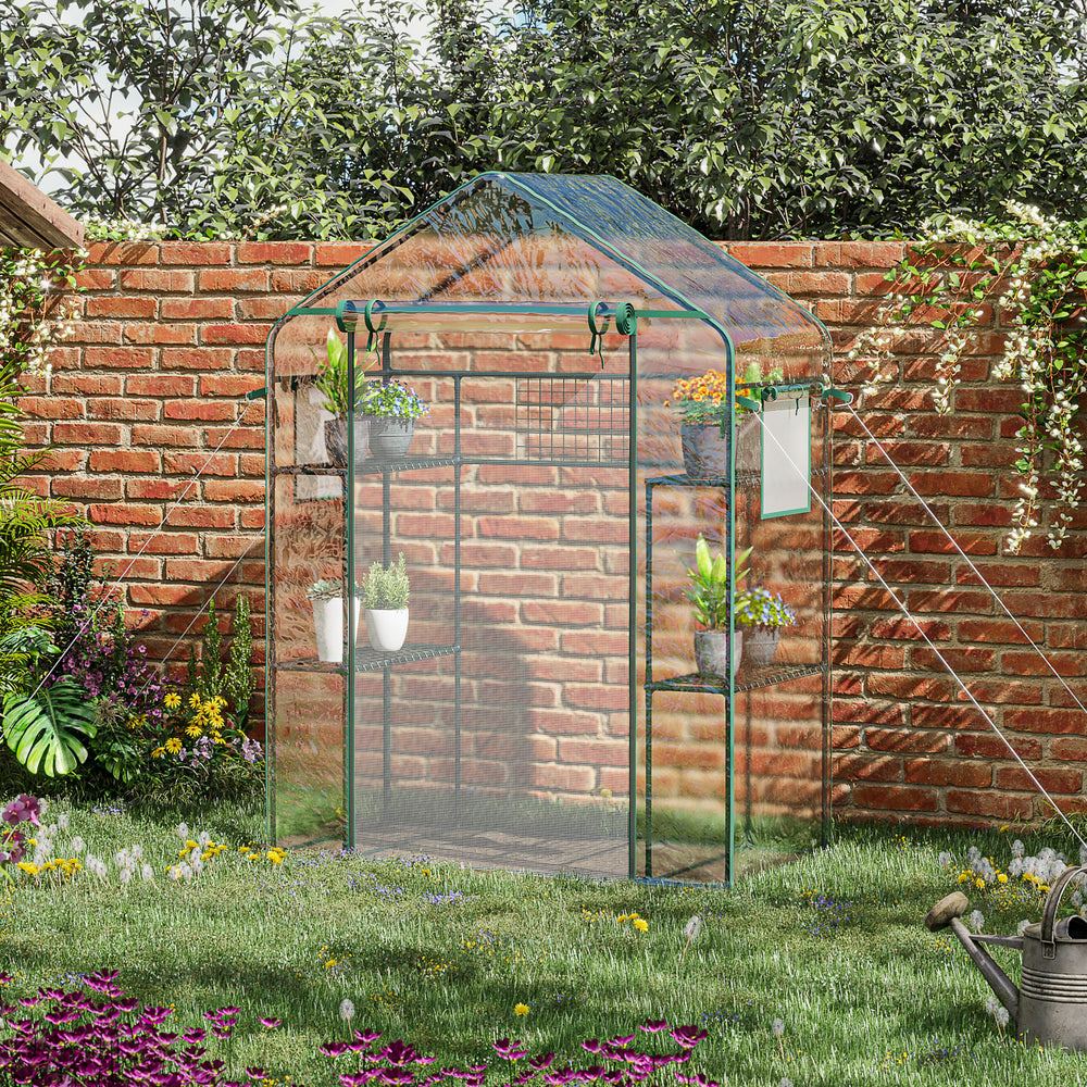Direct access greenhouse with 4 shelves