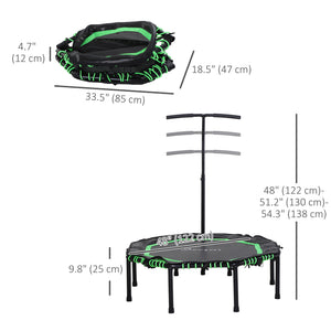 Mini trampoline 48 pouces, pliable, avec barre de maintien réglable, vert