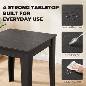 Petite table à manger carrée pour 4 personnes effet bois noir