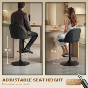 Ensemble de 2 tabourets de bar pivotants avec repose-pieds, noirs
