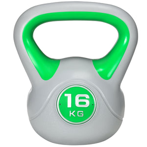 Kettlebell de 35 lb avec poignée large et base stable – Vert et gris