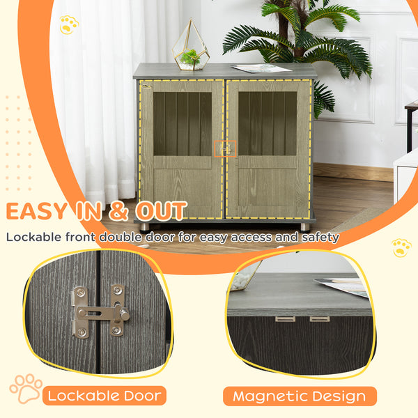 Meuble cage avec porte magnétique verrouillable, gris