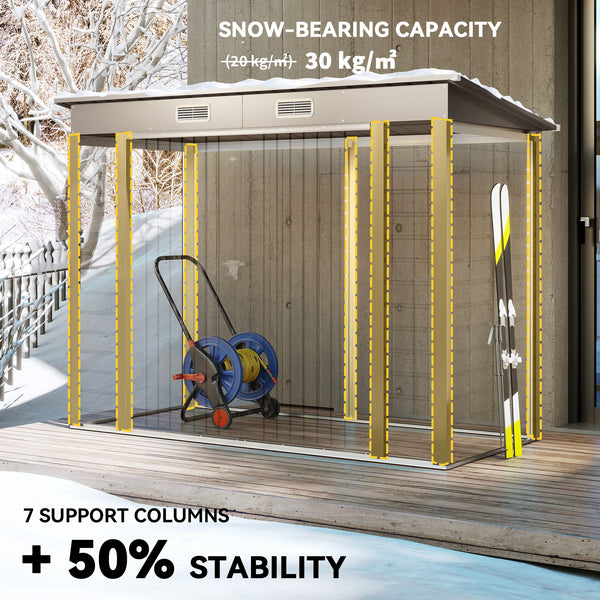 Abri de jardin galvanisé avec double porte et 2 aérations, gris clair