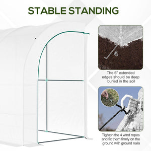 Lean-to greenhouse with windows and 2 zippered doors, white
