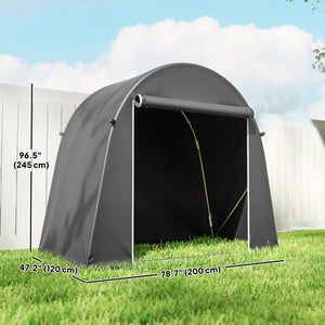 Abri de jardin portable imperméable avec porte zippée enroulable et structure en métal galvanisé