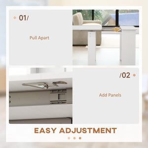 Extendable dining table for small spaces, seats up to 6, white