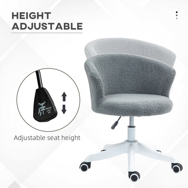 Chaise de bureau moelleuse, hauteur réglable, roulettes pivotantes, dossier moyen, grise